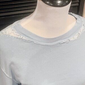 Stateside Lace Light Blue Sweatshirt. L